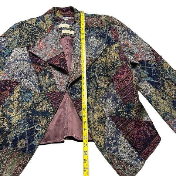 Floral Tapestry Patchwork Jacket J Jill Re: Crafted Womens Limited Wool Size L - Picture 3 of 6